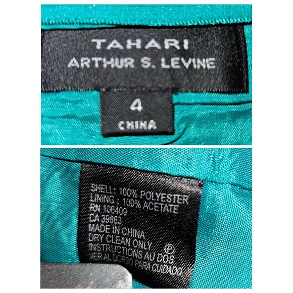 TAHARI Strapless Teal Ruffle Layered Cocktail Dress Women Size 4 - Picture 8 of 8